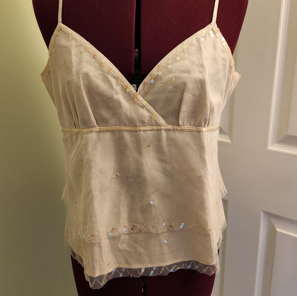 Women's Sequened And Mesh Empire Waist Tank